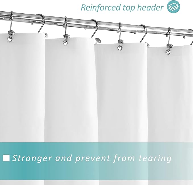 Mrs Awesome Extra Long Shower Curtain Liner with 3 Magnets, Ceiling to Floor XL PEVA Plastic Shower Curtain for Bathroom Lightweight & Waterproof, 72 x 96, White