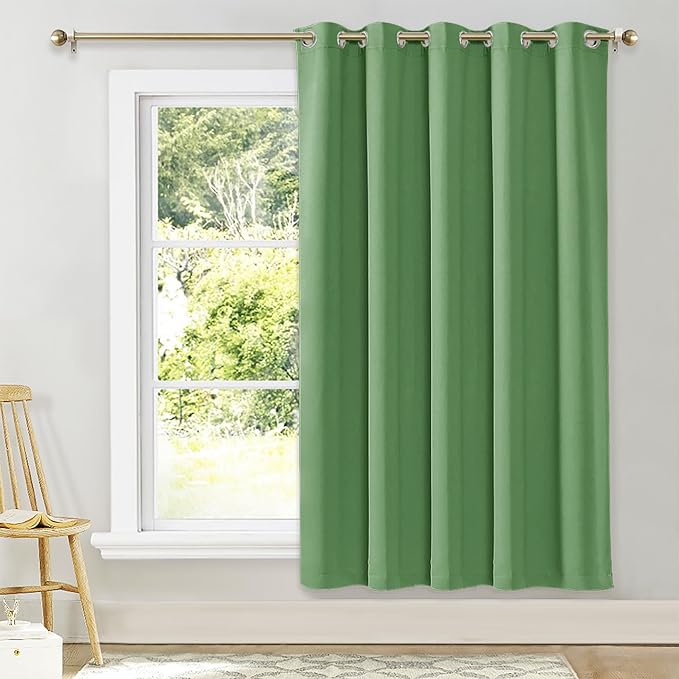 NICETOWN Blackout Wide Blinds for Sliding Door, Forest Green, W70 x L72, 1 Panel, Insulated Noise Reduction Drapes, Privacy Vertical Curtain for Living Room&Bedroom