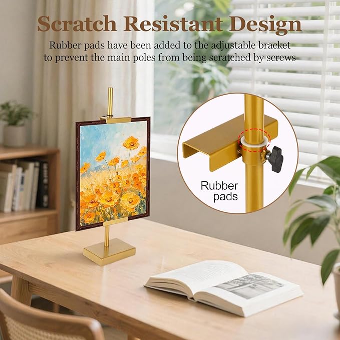 1pcs Adjustable Tabletop Easel Stand for Picture Frames, Picture Easels for Display, Gold Easel, Picture Frame Stand, Adjustable Art Easel.(30inch,Gold)
