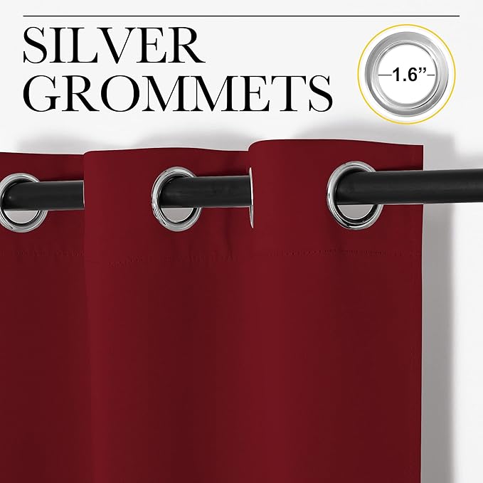 NICETOWN Christmas Burgundy Red Blackout Drapery Curtain - Thermal Insulated Solid Grommet Blackout Curtain/Panel/Drape for Party Present (1 Piece, 70 by 63-Inch)