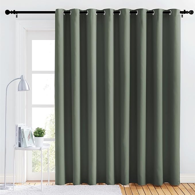 NICETOWN Lower Noise Room Divider Curtain Screen Partitions, Dark Mallard, 1 Panel, 84" Tall x 120" Wide, Blackout Sound Reducing Divider Room Curtain Panel for Doorway/Sliding Door/Patio