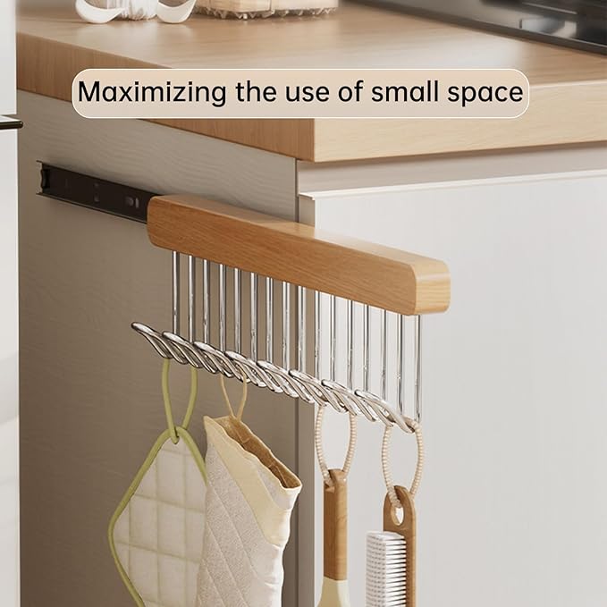 16.2 inch valet rods for closets, extendable and pull-out wardrobe pole for hanging clothes, wardrobe pole with metal hooks, closet valet rod slide out （Right hook