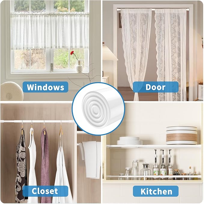 AIZESI 2 Pack Tension Rods for Windows 26.5 to 36 inch, Adjustable Expandable Pressure Spring Curtain Rods No Drilling, White Curtain Rods for Doorway Closet Door
