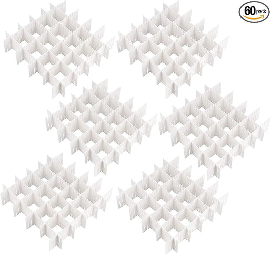 ZOENHOU 60 PCS 12.6 x 2.76 Inch White Drawer Dividers, Adjustable Premium Plastic Drawer Divider Organizers for Makeup Drawers Desktop Kitchen Drawer Organizers and Storage