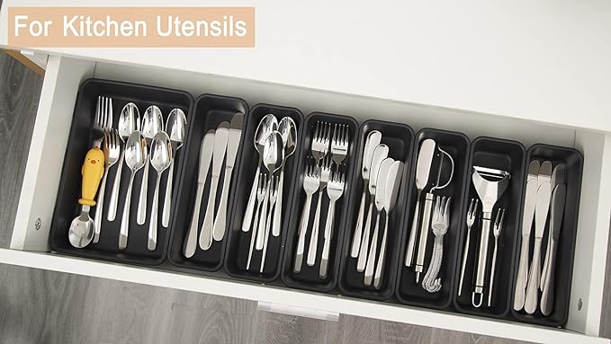 25 PCS Interlocking Desk Drawer Organizer Separator for Office,Bathroom,Kitchen,Makeup,Tool（4 Sizes）