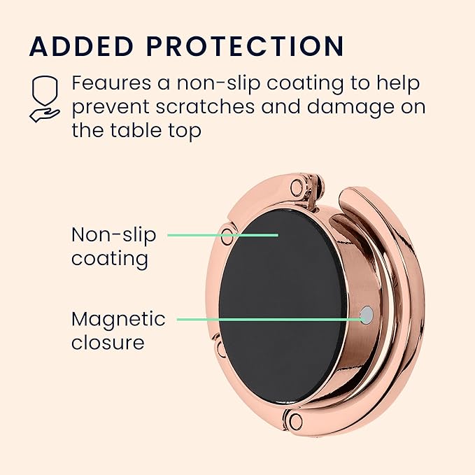 kwmobile Purse Hook for Table - Set of 2 Purse Holder - Folding Handbag Hanger - Portable Bag Holder - Bag Hooks for Desk - Table Hook Rose Gold/Gold