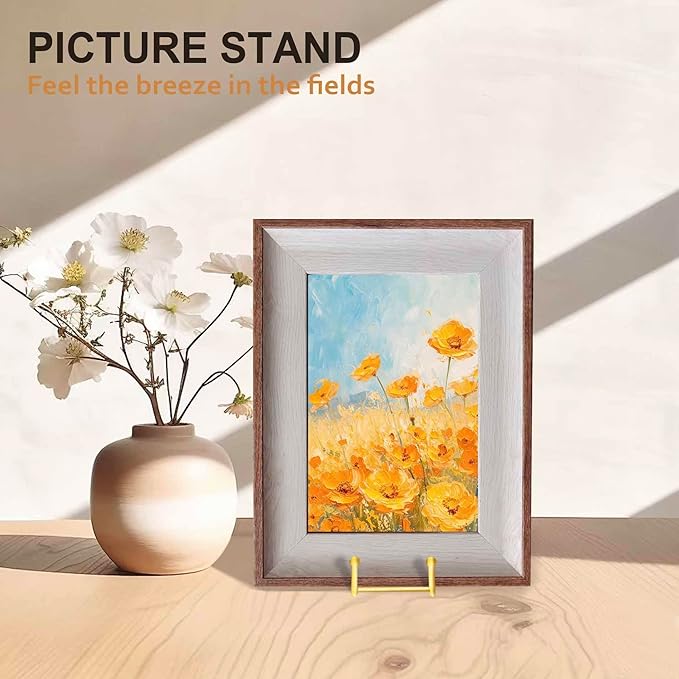 Hoewina Plate Stands for Display, Plate Holder Display Stands, Metal Frame holder stand for Book, Picture, Decorative Plate, Photo and Platter, Tabletop Art (6IN 3PCS-Gold)