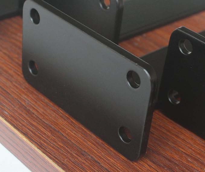 12 Pack - 4 inch Black Hidden L Shelf Bracket (1/5 Inch Thicked) Iron Floating Shelf Brackets Rustic Industrial Metal Brackets for Shelf Support