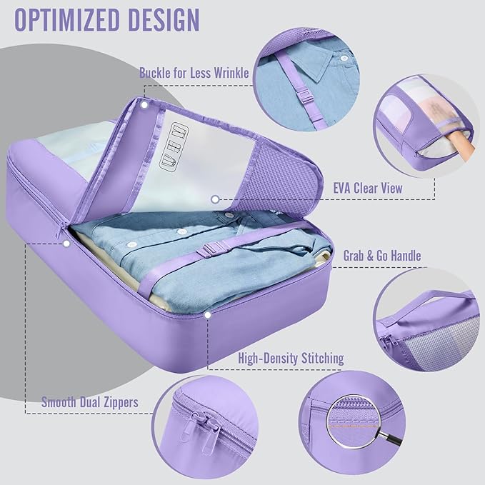 Veken 10 Set Packing Cubes for Travel Essential, Suitcase Organizer Bags in 4 Sizes, Carry-On Luggage Accessories with Large Laundry & Shoes Bag, Must-Have for Airplane, Road Trip & Camping