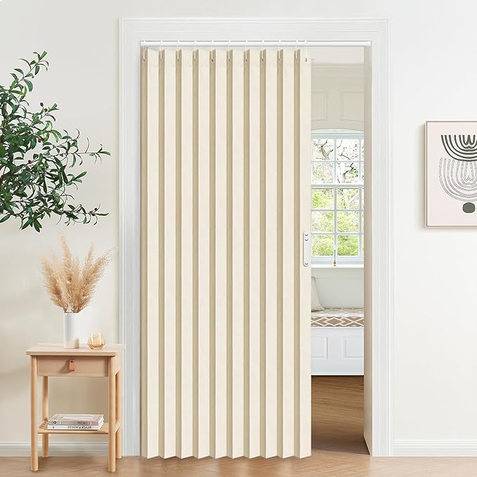Vatge Closet Curtains for Bedroom Closet Door, Sliding Door Curtains for Doorways Privacy, 1 Panel with Tieback, W52 x L78, Butter Cream
