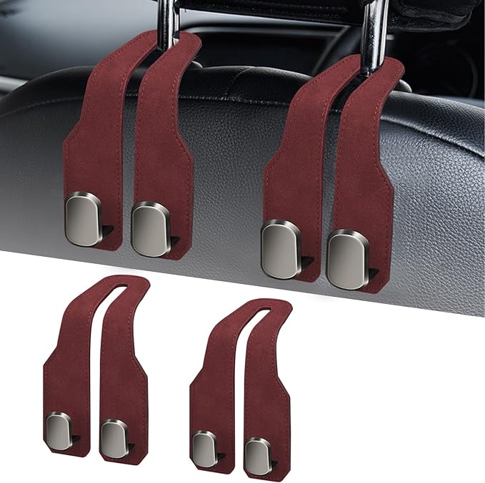 Car Seat Headrest Hooks for Purses and Bags, 2 Pack Bag Purse Holder for Car With Double Metal Hooks, Car Purse Hanger, Headrest Back Seat Handbags Hook Cute Hanging Accessories, hot pink