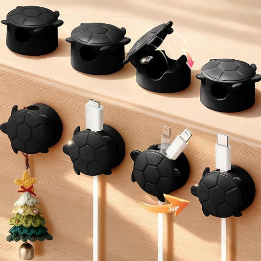 Lancord 8 Pack Rotatable Cable Clips, Cord Organizer Spring Clip Cord Holder for Nightstand Charging Cable Organizers Cable Management for Desk Office Car Wall (Black)