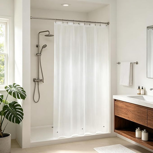 Barossa Design 60" x 72" Frosted Shower Curtain Liner with 3 Magnets - Waterproof PEVA Shower Liner for Bathroom Stall, PVC Free, Metal Grommets - Frost, 60x72