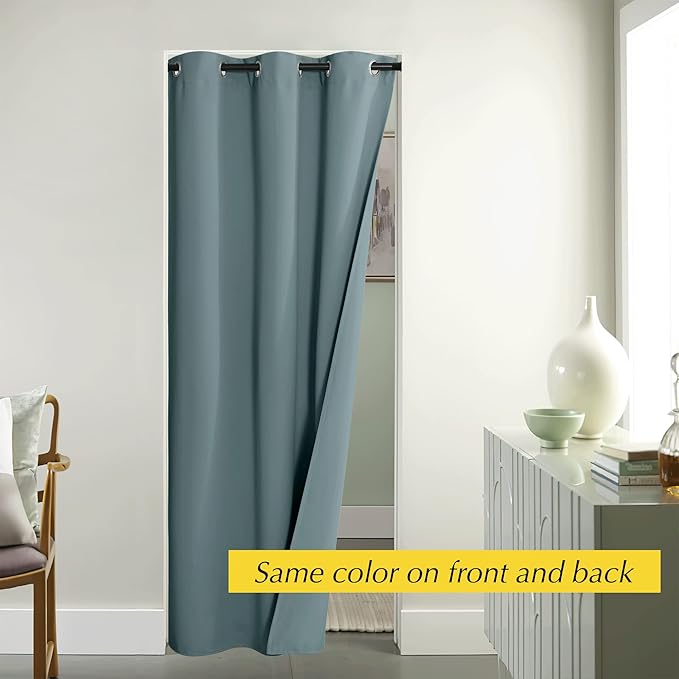 NICETOWN Blackout Curtains - Grommet Thermal Insulated Room Darkening Bedroom and Living Room Curtain, Grommet Closet Curtains Temporary Door, Single Panel, 42 x 95 Inch, Greyish Blue