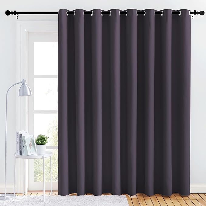 NICETOWN Bedroom Blackout Curtain Panel - (120 inches by 108 inch, Greyish Purple, 1 PC) Energy Saving Thermal Insulated Grommet Blackout Drapery for Patio, Room Divider Curtain