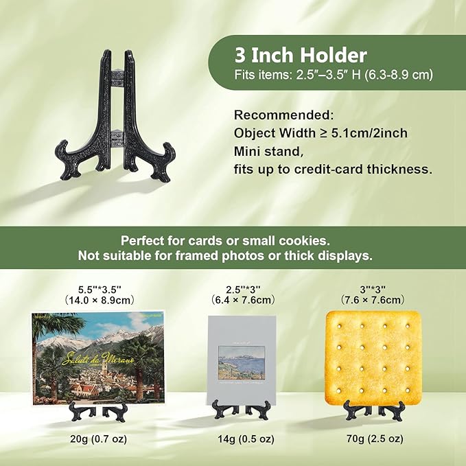Artliving 3 Inch Black 12pcs/Set Plastic Easels Plate Display Stands Picture Frame Stand Holder