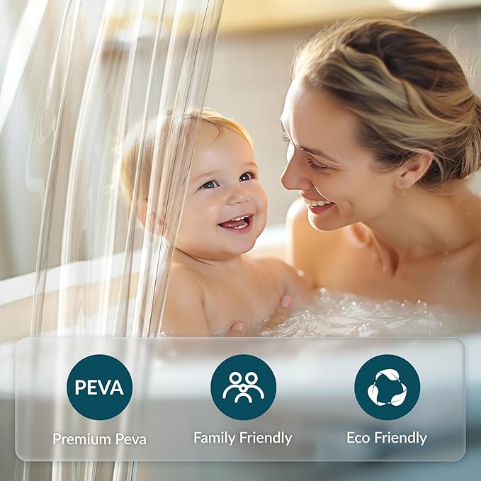 Titanker Plastic Shower Curtain Liner, Clear Shower Liner PEVA 60x78 Lightweight Waterproof Shower Curtains for Bathroom with Magnets and Rustproof Grommets