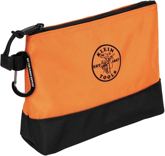Klein Tools 55569 Stand-Up Zipper Bag Tool Pouch with Carabiners, Reinforced Gusseted Bottoms, Water Resistant 1680d, Multi-Size 5-Pack