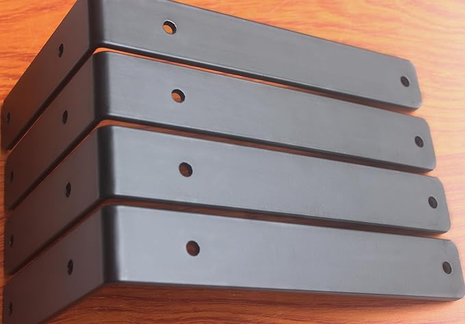 8 Pack - L 9" x H 6" x W1.5, 5mm Thick Black L Shelf Bracket, Iron Shelf Brackets, Metal Shelf Brackets, Floating Shelf, Shelf Supports with Screws