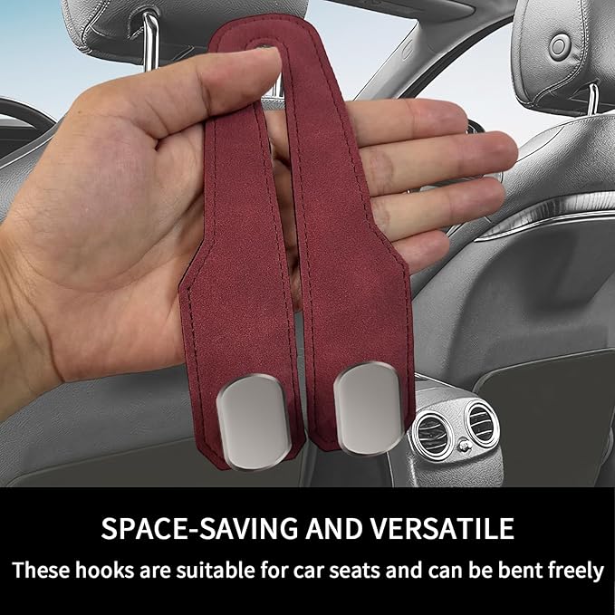 Car Seat Headrest Hooks for Purses and Bags, 2 Pack Bag Purse Holder for Car With Double Metal Hooks, Car Purse Hanger, Headrest Back Seat Handbags Hook Cute Hanging Accessories, hot pink