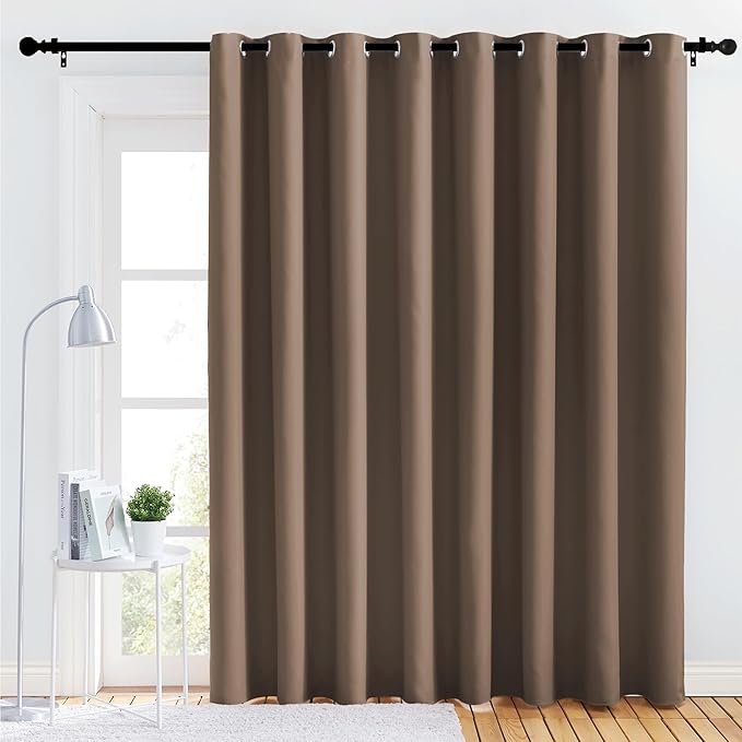 NICETOWN Bedroom Blackout Curtain Panel - (120 inches by 102 inch, Cappuccino, 1 PC) Energy Saving Thermal Insulated Grommet Blackout Drapery for Patio, Room Divider Curtain