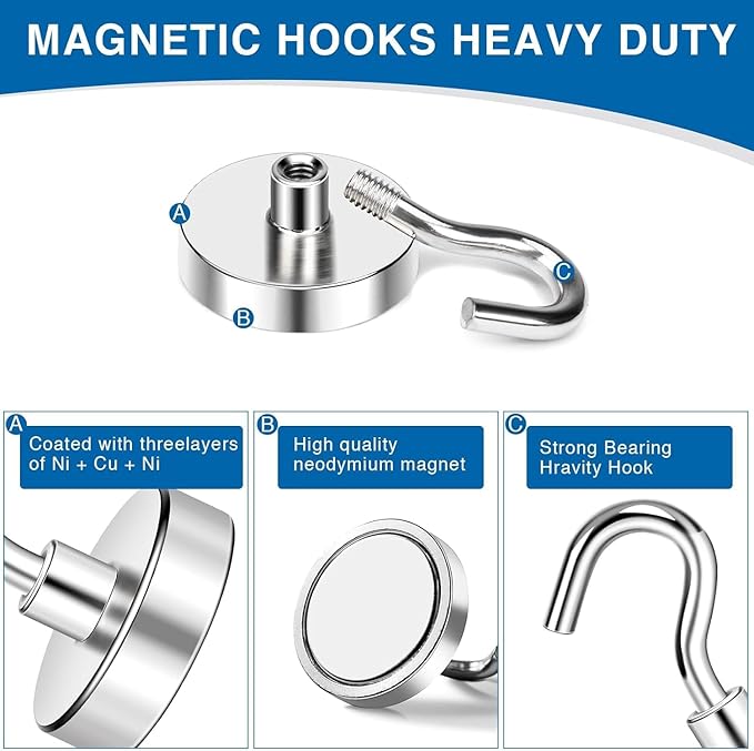LOVIMAG Magnetic Hooks, 12 Pack 30lbs+ Magnet Hook 2026 Cruise Cabin Ship Essentials Heavy Duty Strong Magnets Refrigerator Fridge Hanging for Classroom Beach Vacation Kitchen Grills