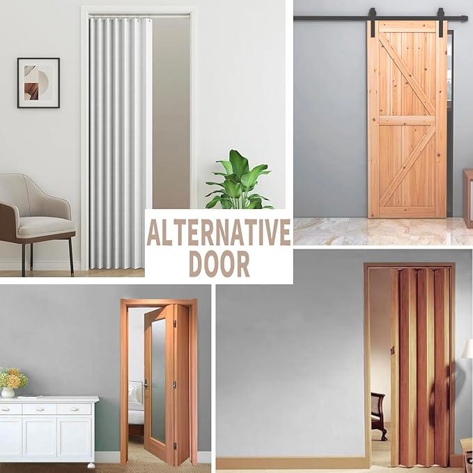 Vatge Accordion Door Curtains for Closet, Laundry Room Curtain for Doorway, Hallway Curtain for Space Privacy, 1 Panel with Tieback, W39 x L78, Stone White