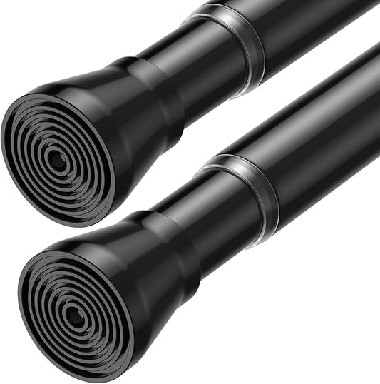 2pcs Shower Curtain Rod 44-77 inch Black Tension Rod Shower rod Non Slip Tension Curtain Rod Adjustable Curtain Rods No Drilling Shower Rods for Bathroom Windows Closet