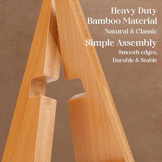 XKDOUS 2 Pack Plate Holders for Displaying 6.5 Inch Decorative Plate Display Stand Heavy Duty Bamboo Picture Frame Stands Cook Book Holder for Kitchen