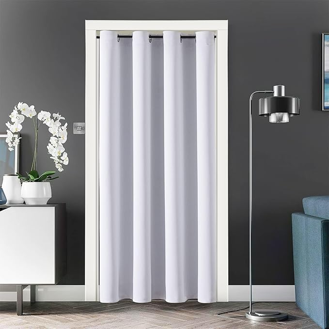ChrisDowa Blackout Curtains 108 Inches Long for Living Room, Grommet Thermal Insulated Room Darkening Curtains for Bedroom (1 Panel Set, Greyish White, 52W x 108L)