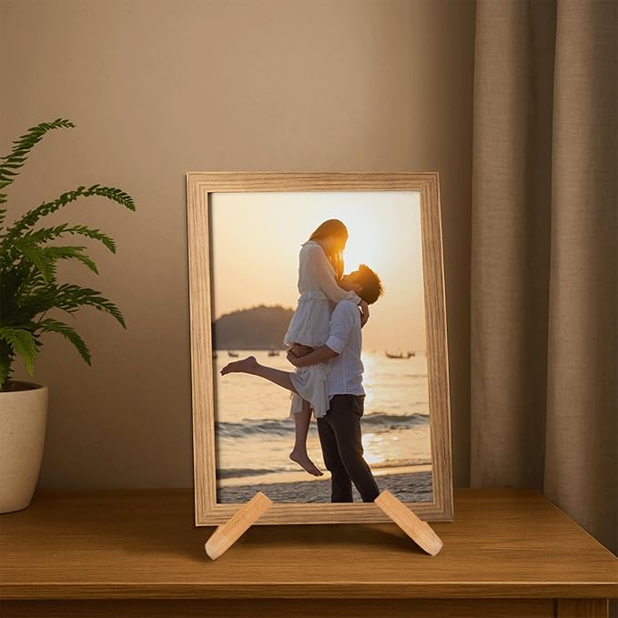 XKDOUS 2 Pack Plate Holders for Displaying 6.5 Inch Decorative Plate Display Stand Heavy Duty Bamboo Picture Frame Stands Cook Book Holder for Kitchen