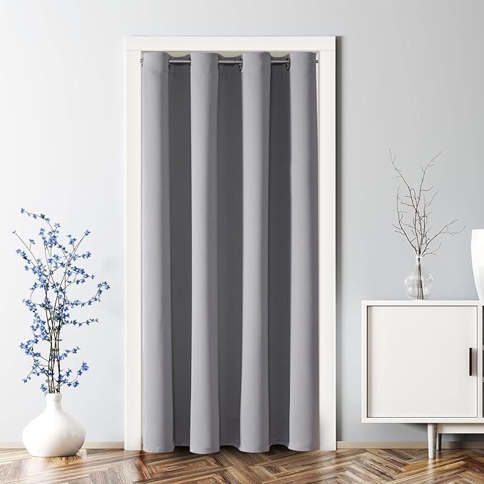 ChrisDowa Grommet Blackout Curtains for Bedroom - Thermal Insulated Room Darkening Curtains for Living Room (1 Panel Set, Light Grey, 52W x 84L)