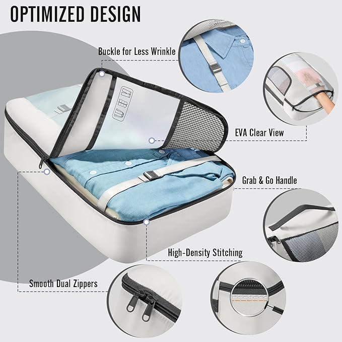 Veken 8 Set Packing Cubes for Travel Essentials, Suitcase Organizer Bags in 4 Sizes, Carry-On Luggage Accessories with Large Laundry & Shoes Bag, Must-Have for Airplane, Road Trip & Camping