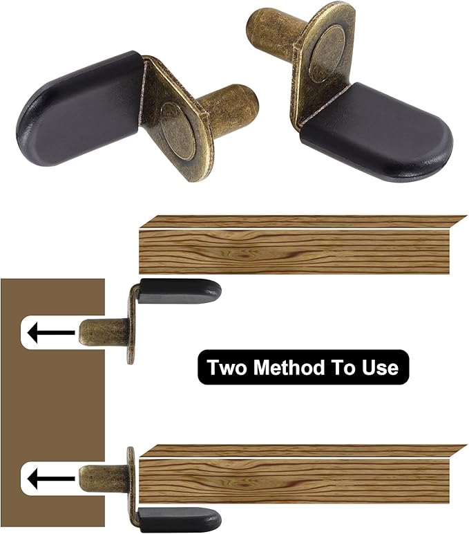 Biaungdo 30 Pcs Shelf Support Pegs, 1/4 Inch L-Shaped Clips with Rubber Sleeve, Cabinet Shelf Support Pegs for Bookshelves Glass Corner Shelf Cabinet Furniture, Bronze Tone