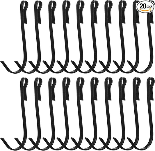 20 Pcs Shelf Hooks Grid Wall Hooks for Wire Shelving Accessories Stainless Steel J Hook for Hanging Sink Hanger for Kitchen Bedroom Office, Wire Hook Rack, Black