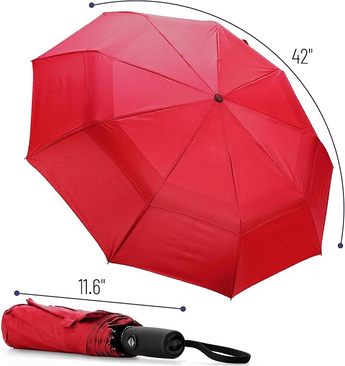 Mr. Pen- Windproof Travel Umbrella, Small Water-Resistant Automatic Folding Umbrella for Rain and Sun, Light, Compact and Portable for Women & Men, Fits Car & Backpack