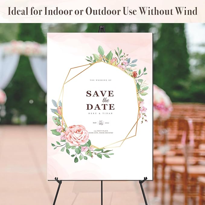 Easel Stand for Wedding Sign & Poster 63'' Easels for Display Portable Art Easel for Floor Adjustable Metal Easel Black 3 Pack