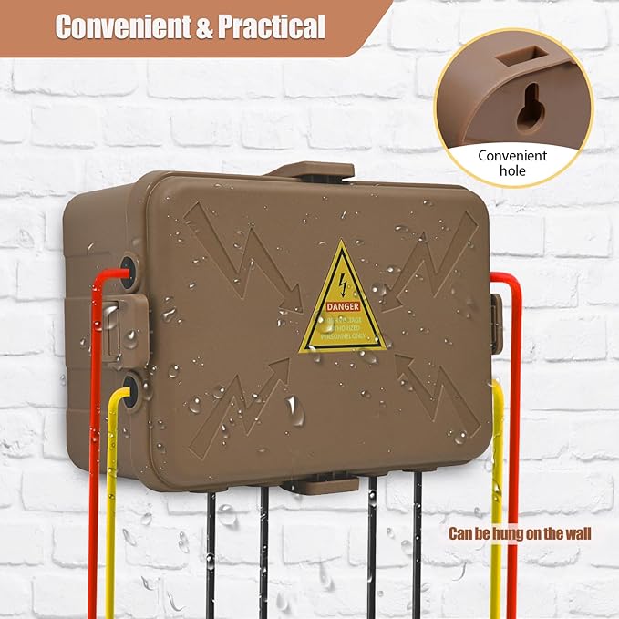Hrensaw Large Outdoor Electrical Box(12.5x8.5x5inch),IP54 Waterproof Outdoor Outlet Covers,Weatherproof Extension Cord Covers Protect Outlet,Plug,Timer,Power Strip,Holiday Light,Brown