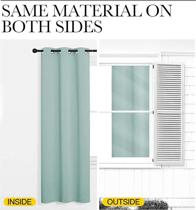 NICETOWN Aqua Blue Blackout Curtain 118 inch Long, W55 x L118, 1 Panel, Thermal Insulated Window Treatment with Grommet Room Darkening Thermal Insulated Panel for Bedroom/Living Room