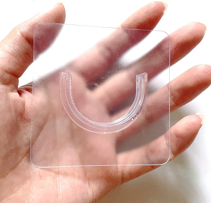 Venupple Spring Tension Rod Holder, 2 Packs 1.18 Inches Small Transparent Shower Rod Bracket No Drilling, Small Adhesive Tension Curtain Rod Retainer Shower Curtain Rod Holder