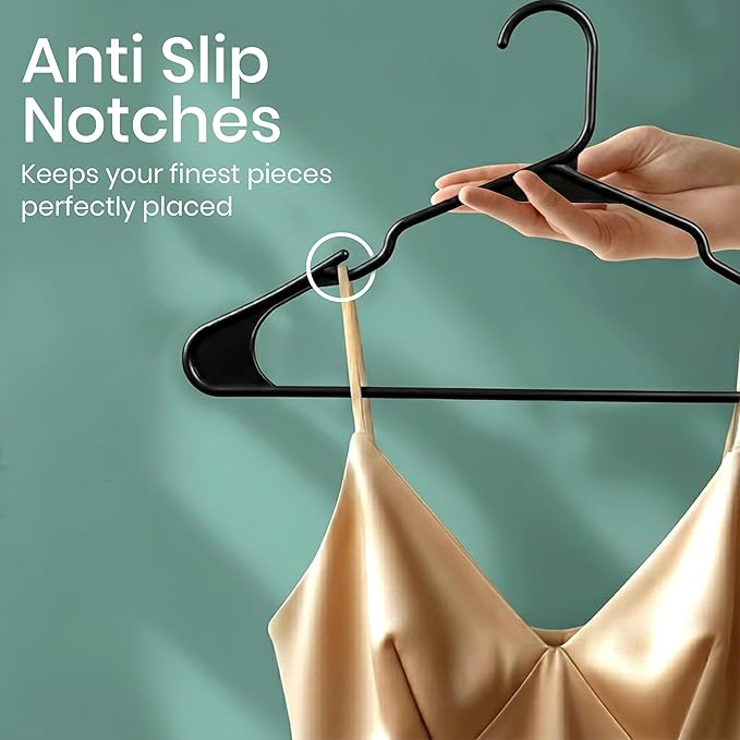 Utopia Home Clothes Hangers 30 Pack - Plastic Hangers Space Saving - Durable Coat Hanger with Shoulder Grooves (Black)