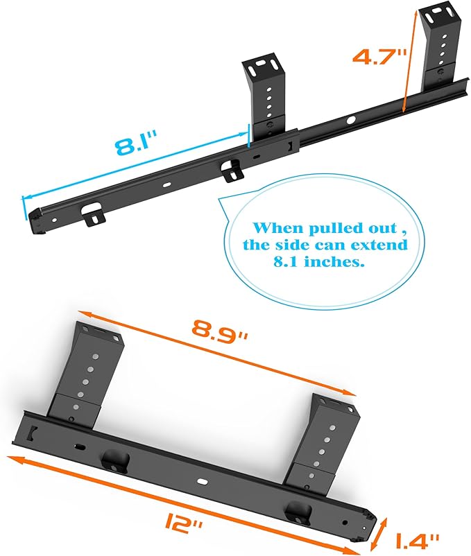 FRMSAET Sliding Keyboard Drawer Tray Hardware 12/14/16/18 inches Slides Heavy Duty Metal Slides Keyboard Slides Mounting Accessories/Ideal for Under Desk Kitchen Cabinet Drawer (12 inches, Black)