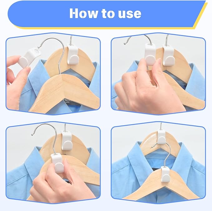 100 Pcs Hanger Hooks Space Saver, Heavy Duty Hanger Connector Hooks, Cascading Hanger Extender for Closet Storage Organization, White Hanger Extender Hooks for Clothes Coats Pants