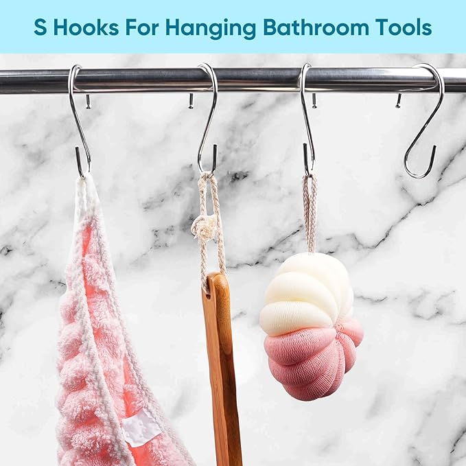 ESFUN 24 Pack S Hooks for Hanging, 3.5 inch Metal S Shaped Hook Heavy Duty Hanging Hooks for Pot Rack, Pans Plant, Towels, Jeans, Closet, Clothes, Hats, Cups in Kitchen, Bathroom, Bedroom and Office