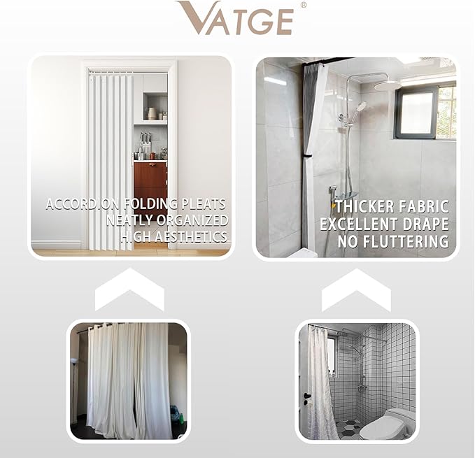 Vatge Door Curtains for Doorways, Accordion Style Curtain for Closet Doors, Temporary Doors for A Room Privacy, 1 Panel with Tieback, W52 x L78, Stone White