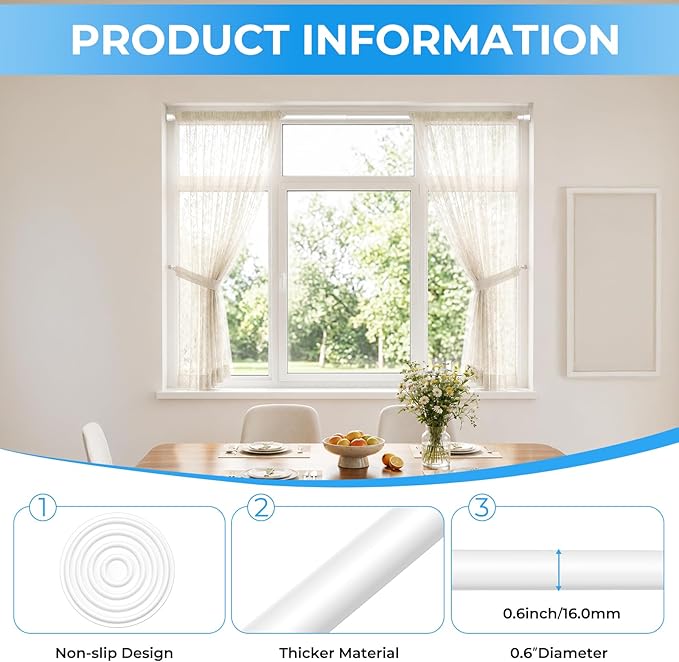 1 Pack Spring Loaded Tension Rod 48-59" Adjustable Curtain Rods No Drill Extendable Spring Rod Tension Curtain Rods For Window Kitchen Shelves Rv Refrigerator And Small Spaces,White