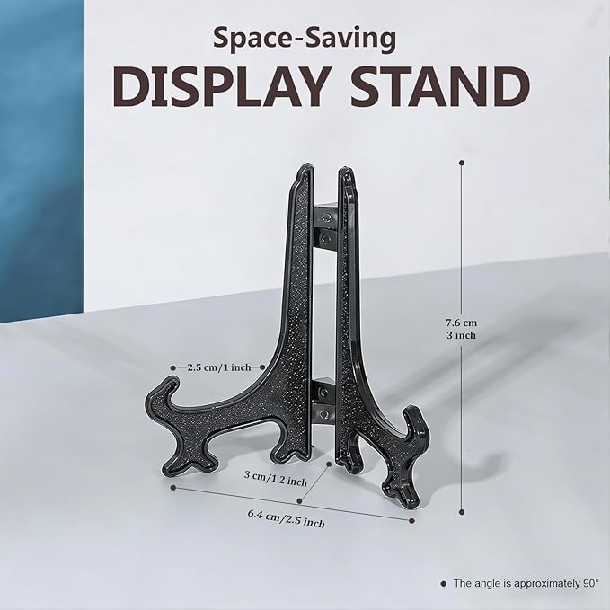 Artliving 3 Inch Black 12pcs/Set Plastic Easels Plate Display Stands Picture Frame Stand Holder