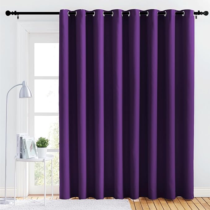 NICETOWN Bedroom Blackout Curtain Panel - (120 inches by 84 inch, Royal Purple, 1 PC) Energy Saving Thermal Insulated Grommet Blackout Drapery for Patio, Room Divider Curtain