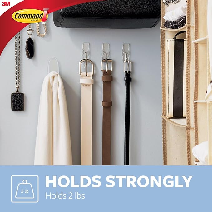 Command Medium Clear Wire Toggle Hooks,10 Wall Hook and 12 Strips, Damage-Free Hanging with Adhesive, Great for Hanging, Organization and Storage, Holds up to 2 lb