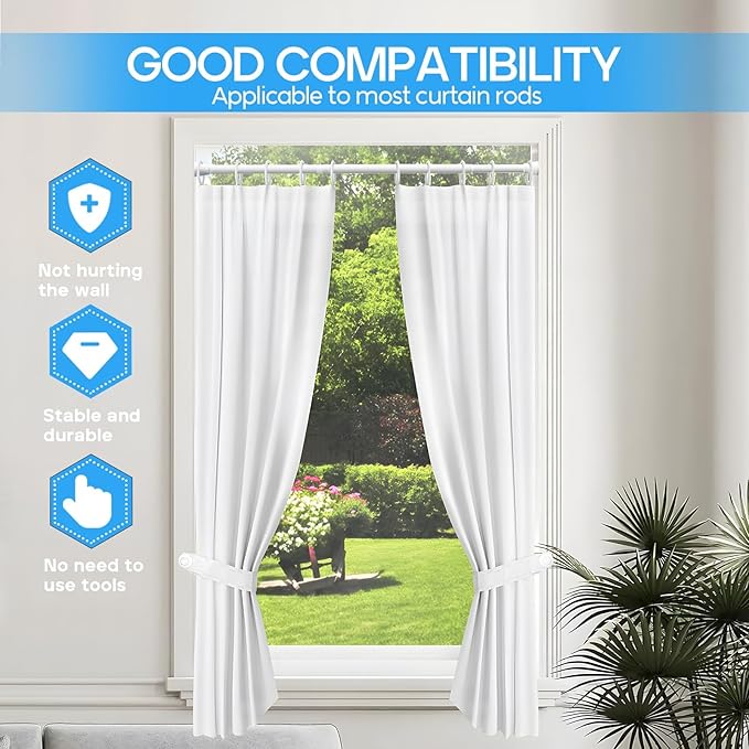 Tension Curtain Rod White 4PCS Tension Rods for Windows 30 to 64 Inch Spring Curtain Rod Adjustable Tension Rod Tension Curtain Rod of Bathroom Window Curtain Rod Closet rod Kitchen rod Wardrobe